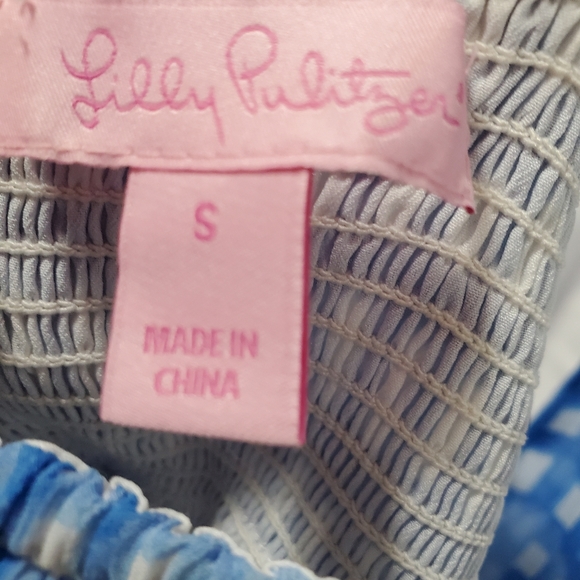 Lilly Pulitzer Cailee Halter DlBlue Gingham Feelin Beachy Ruffle Dress. Small - Picture 9 of 9